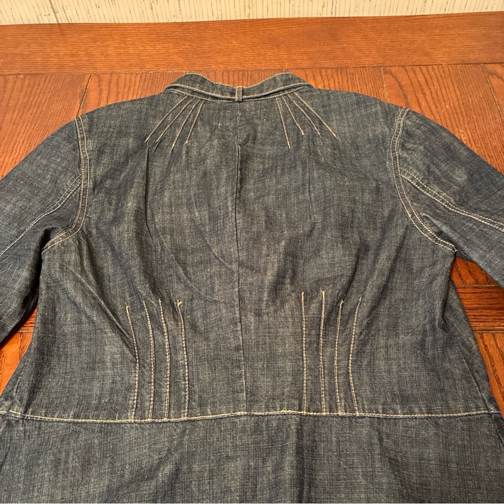 AMI Women's M Denim Jacket Nehru Peplum Waist - Picture 9 of 12